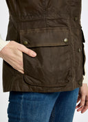 Rathsallagh Ladies Wax Oilskin Gilet vest, cafe brun med Primaloft vattering