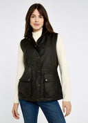 Rathsallagh Ladies Wax Oilskin Gilet vest, verdigris grøn med Primaloft vattering