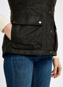 Rathsallagh Ladies Wax Oilskin Gilet vest, verdigris grøn med Primaloft vattering