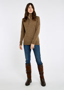 Hession Ladies Zip Neck Windbreaker Sweater - Elk brun