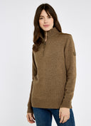 Hession Ladies Zip Neck Windbreaker Sweater - Elk brun