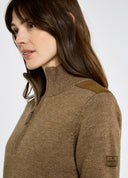 Hession Ladies Zip Neck Windbreaker Sweater - Elk brun