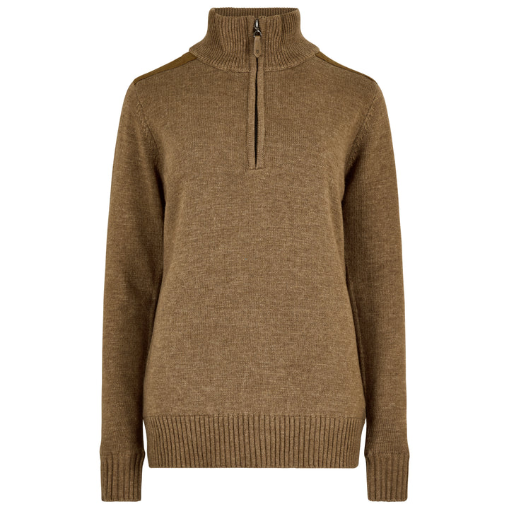 Hession Ladies Zip Neck Windbreaker Sweater - Elk brun
