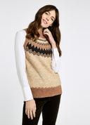 Doyle Ladies Fairisle vest, oat multi
