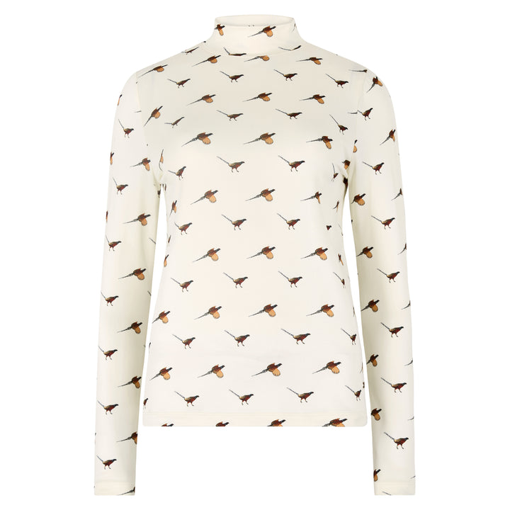 Reynolds Women's soft printed mock neck top, Cream