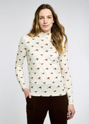 Reynolds Women's bluse med fasanprint, Cream