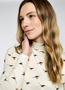Reynolds Women's bluse med fasanprint, Cream