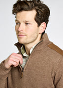 Doherty Zip Neck vindtæt sweater, herre, Elk brun