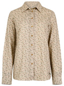Lavender skjorte med blomsterprint, børstet bomuld, cream