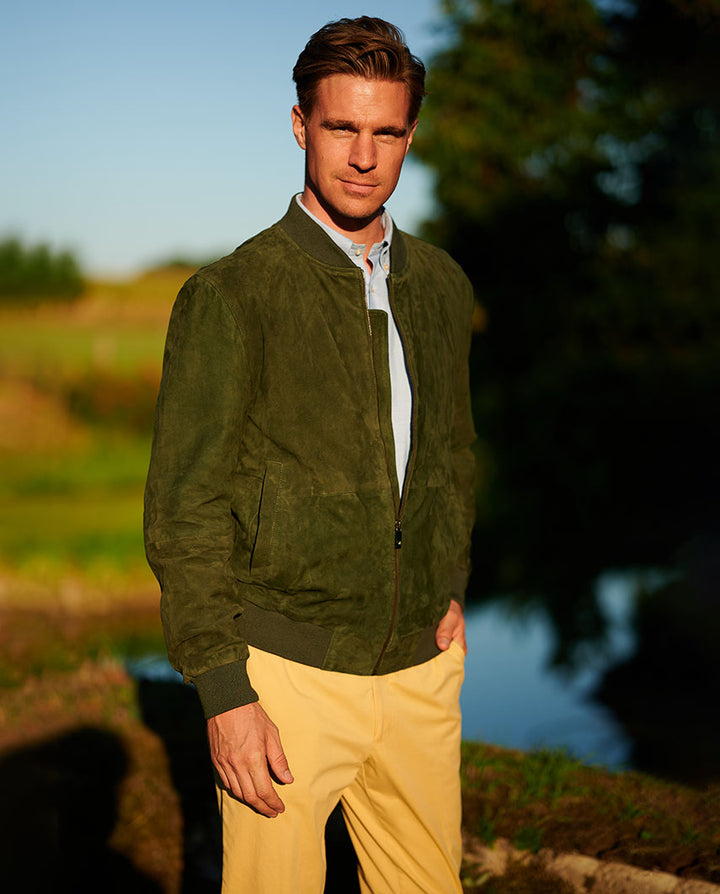 Bomber blouson ruskind, grøn