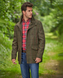 Bristol Field Coat skydejakke Harris Tweed, green overcheck