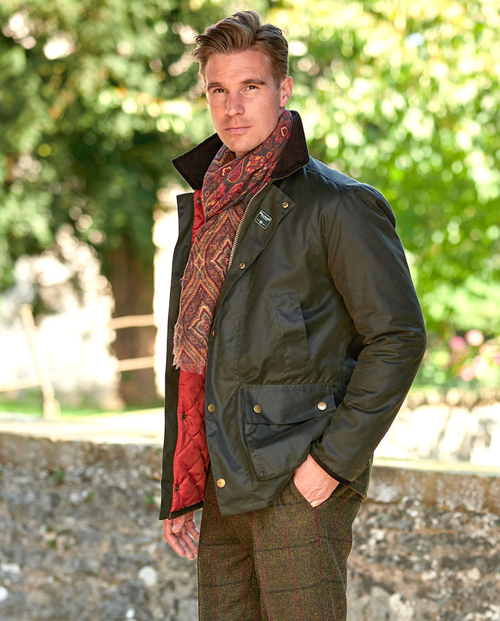 Starberg mens winter oilskin jacket, quiltet for, olivengrøn