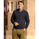 Jack pullover v-hals normal fit, herre, merinould, navy marineblå