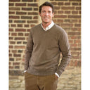 Jack pullover v-hals normal fit, herre, merinould, nutmeg muskat brun