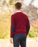 Jack pullover v-hals normal fit, herre, merinould, vinrød dahlia