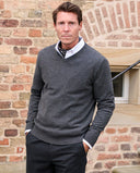 Jack pullover v-hals normal fit, herre, merinould, koksgrå charcoal