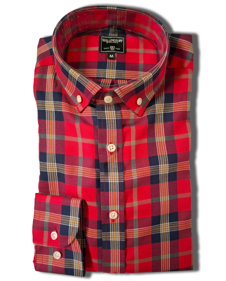 Skjorte Steward modern fit, herre, rød tartan