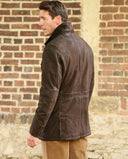 Belfast læderjakke med Harris Tweed detaljer, brun