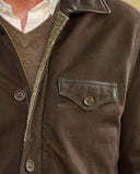 Belfast læderjakke med Harris Tweed detaljer, brun
