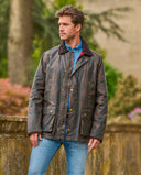 Starberg mens summer oilskin jacket, gult for, hunter brown tern
