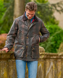 Starberg mens summer oilskin jacket, gult for, hunter brown tern