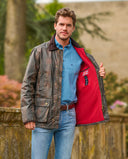 Starberg mens summer oilskin jacket, gult for, hunter brown tern