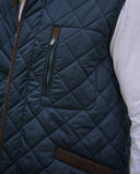 Charles quiltet vest med fløjlsdetaljer, navy