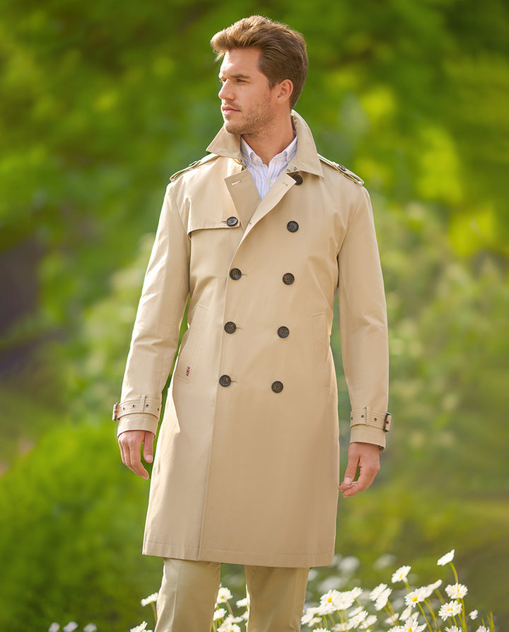 Chelsea mens trench coat, beige