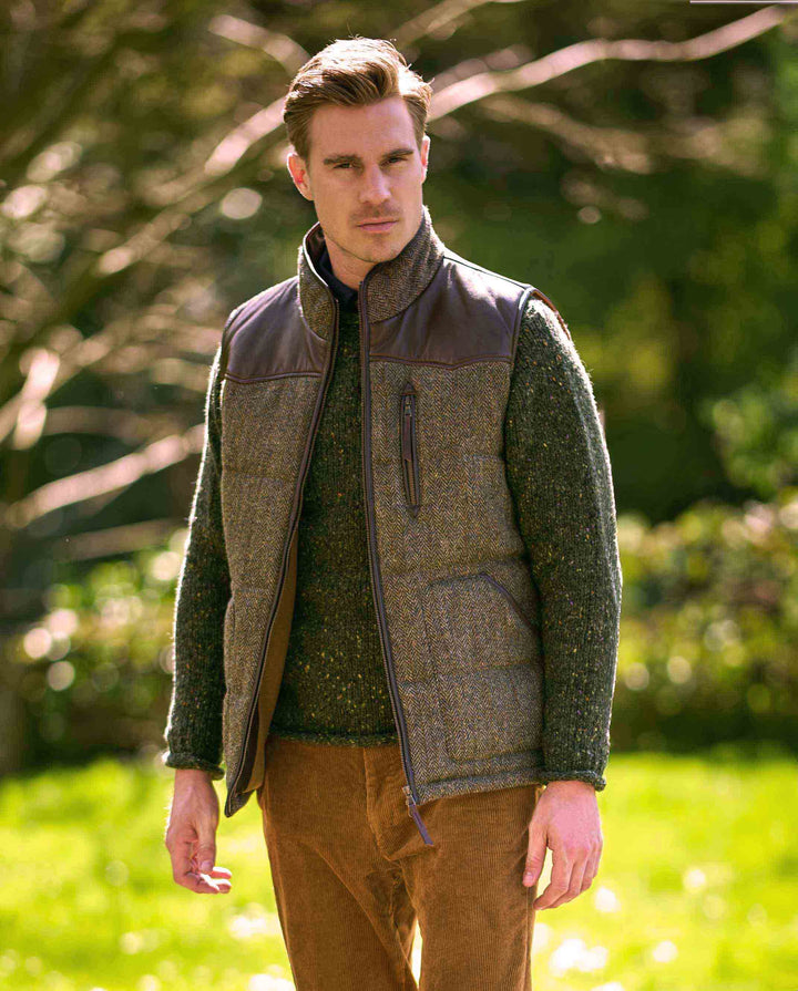 Levi Gilet vest, Harris Tweed, evergreen