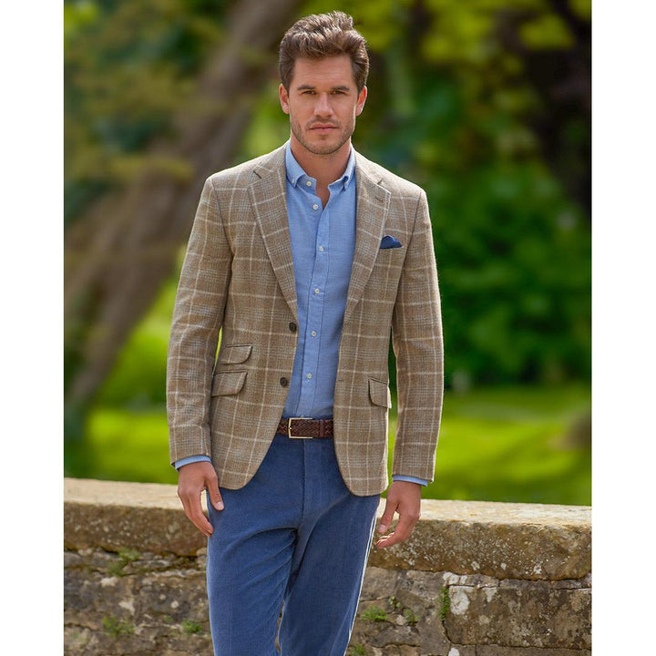 London blazer herre, cashmere, natur tern