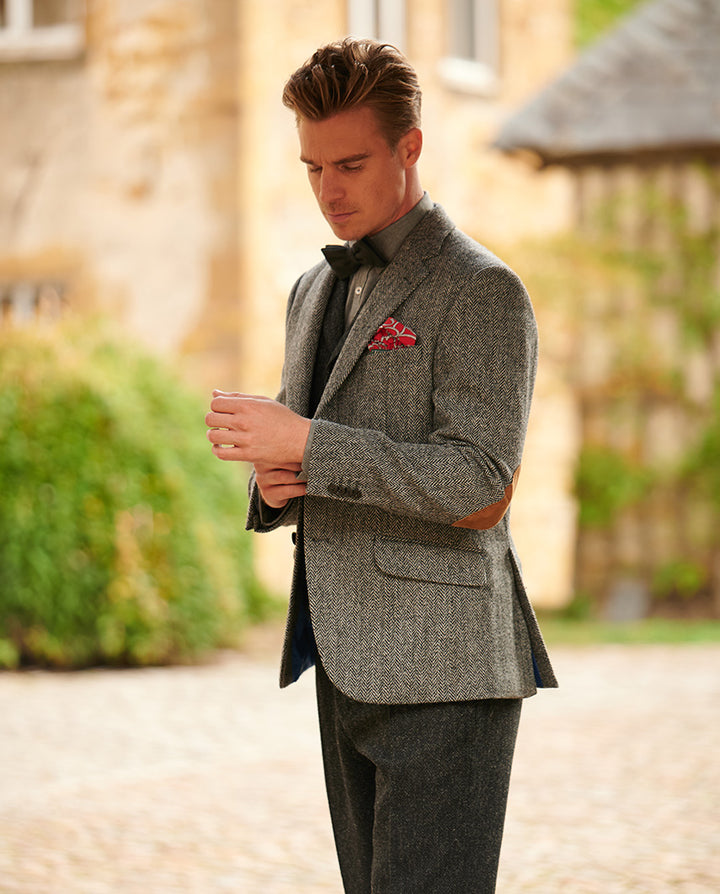 London tweed blazer, Harris Tweed, antracitgrå sildeben