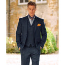 London tweed blazer, Harris Tweed, blå sildebensmønster 610