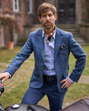 London tweed blazer, Harris Tweed, blue overcheck 618