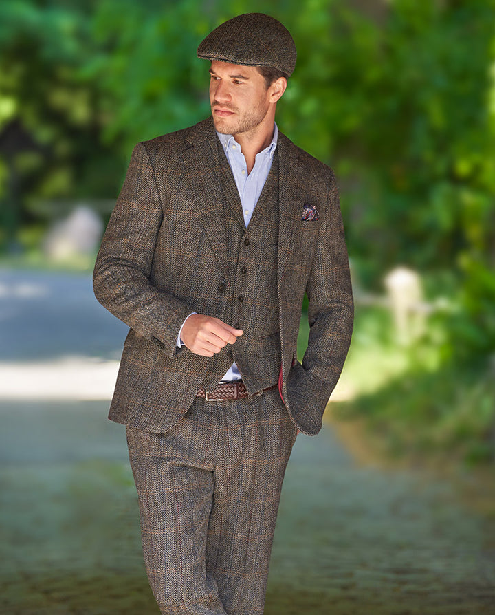 London tweed blazer, Harris Tweed, highland green herringbone farve 643