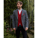 London tweed blazer, Harris Tweed, grå med blå/rød overtern 685