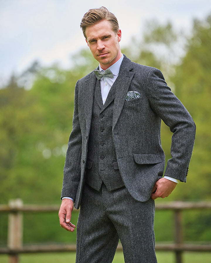 London tweed blazer, Harris Tweed, anthracite herringbone 686