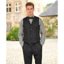 Wales tweed vest, Harris Tweed, koksgrå sildebensmønster, farve 600