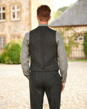 Wales tweed vest, Harris Tweed, koksgrå sildebensmønster, farve 600