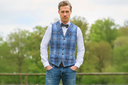 Wales tweed vest, Harris Tweed, jeans herringbone 612