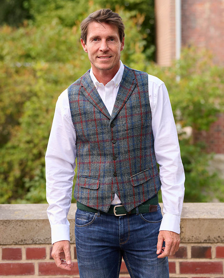 Wales tweed vest, Harris Tweed, royal check 619