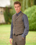 Wales tweed vest, Harris Tweed, grøn blå sildeben 631