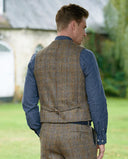 Wales tweed vest, Harris Tweed, grøn blå sildeben 631