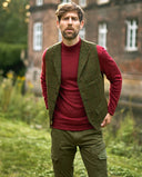 Wales tweed vest, Harris Tweed, green overcheck, farve 633
