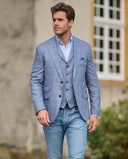 London blazer, ren silke, blå med overtern, farve 135