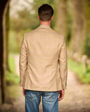 London blazer, silke/uld, beige m. blå tern (farve 210)