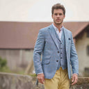 London blazer, ren silke, lys blå med overtern, farve 6141