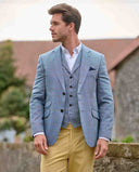 London blazer, ren silke, lys blå med overtern, farve 6141