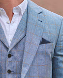 London blazer, ren silke, lys blå med overtern, farve 6141