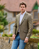 London blazer, silke, oliven m. røde overtern, farve 6142
