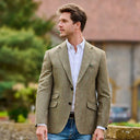 London blazer, silke, oliven m. røde overtern, farve 6142